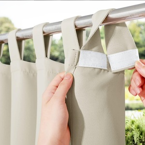 NICETOWN 2 Panels Outdoor Curtains for Patio Waterproof Vertical Blind, Detachable Sticky Tab Top Thermal Insulated Privacy Protected Outdoor Divider Window Treatment for Pergola, W52 x L108-Inch, Tan(Beige)
