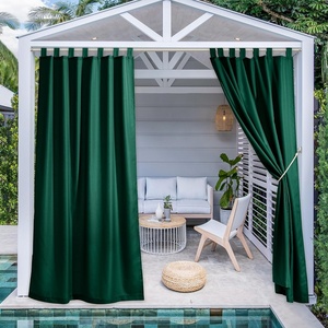 NICETOWN 2 Panels Outdoor Curtains for Patio Waterproof Vertical Blind, Detachable Sticky Tab Top Thermal Insulated Privacy Protected Outdoor Divider Window Treatment for Pergola, W52 x L108-Inch, Tan(Dark Green)