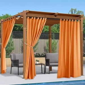 NICETOWN 2 Panels Outdoor Curtains for Patio Waterproof Vertical Blind, Detachable Sticky Tab Top Thermal Insulated Privacy Protected Outdoor Divider Window Treatment for Pergola, W52 x L108-Inch, Tan(Orange)