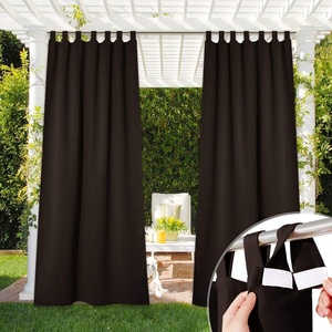 NICETOWN 2 Panels Outdoor Curtains for Patio Waterproof Vertical Blind, Detachable Sticky Tab Top Thermal Insulated Privacy Protected Outdoor Divider Window Treatment for Pergola, W52 x L108-Inch, Tan(Brown)