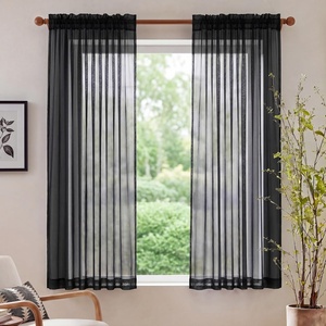 NICETOWN Black Sheer Curtains 96 Inches Long, W42xL96, 2 Panels(Black)