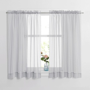 NICETOWN Black Sheer Curtains 96 Inches Long, W42xL96, 2 Panels(Light Grey)