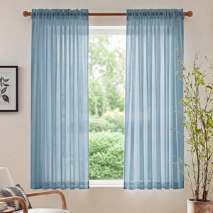 NICETOWN Black Sheer Curtains 96 Inches Long, W42xL96, 2 Panels(Stone Blue)