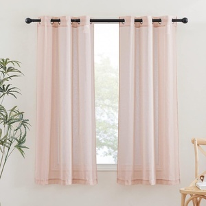 NICETOWN Linen Textured Semi Sheer Bedroom Curtains, Grommet Top Casual Thick Semitransparent Flax Sheer Window Treatment Privacy for Living Room, Camel, W52 x L72, Sold by 2 Panels(Dusty Blush)