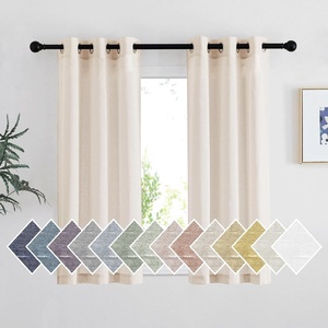 NICETOWN Linen Textured Semi Sheer Bedroom Curtains, Grommet Top Casual Thick Semitransparent Flax Sheer Window Treatment Privacy for Living Room, Camel, W52 x L72, Sold by 2 Panels(Beige)