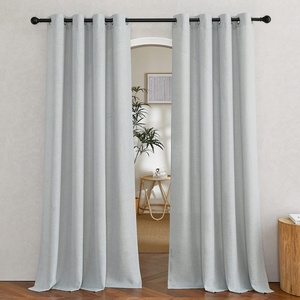 NICETOWN Linen Textured Semi Sheer Bedroom Curtains, Grommet Top Casual Thick Semitransparent Flax Sheer Window Treatment Privacy for Living Room, Camel, W52 x L72, Sold by 2 Panels(Linen Light Gray)