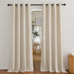 NICETOWN Linen Textured Semi Sheer Bedroom Curtains, Grommet Top Casual Thick Semitransparent Flax Sheer Window Treatment Privacy for Living Room, Camel, W52 x L72, Sold by 2 Panels(Linen Cream)