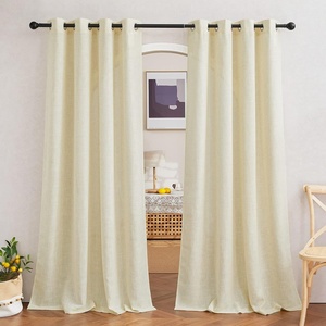 NICETOWN Linen Textured Semi Sheer Bedroom Curtains, Grommet Top Casual Thick Semitransparent Flax Sheer Window Treatment Privacy for Living Room, Camel, W52 x L72, Sold by 2 Panels(Linen Butter)