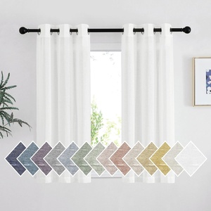 NICETOWN Linen Textured Semi Sheer Bedroom Curtains, Grommet Top Casual Thick Semitransparent Flax Sheer Window Treatment Privacy for Living Room, Camel, W52 x L72, Sold by 2 Panels(Ivory)