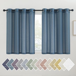 NICETOWN Linen Textured Semi Sheer Bedroom Curtains, Grommet Top Casual Thick Semitransparent Flax Sheer Window Treatment Privacy for Living Room, Camel, W52 x L72, Sold by 2 Panels(Stone Blue)