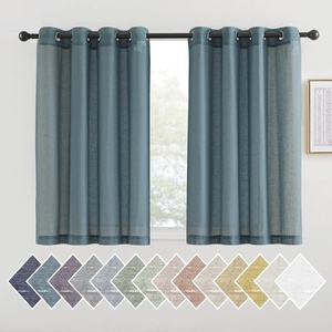 NICETOWN Linen Textured Semi Sheer Bedroom Curtains, Grommet Top Casual Thick Semitransparent Flax Sheer Window Treatment Privacy for Living Room, Camel, W52 x L72, Sold by 2 Panels(Smoke Blue)