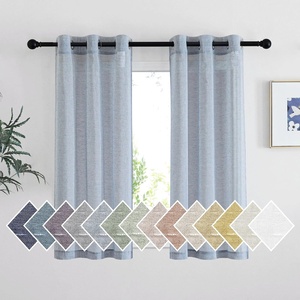 NICETOWN Linen Textured Semi Sheer Bedroom Curtains, Grommet Top Casual Thick Semitransparent Flax Sheer Window Treatment Privacy for Living Room, Camel, W52 x L72, Sold by 2 Panels(Sea Mist)