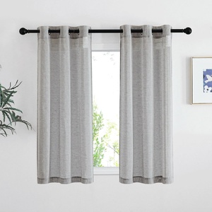NICETOWN Linen Textured Semi Sheer Bedroom Curtains, Grommet Top Casual Thick Semitransparent Flax Sheer Window Treatment Privacy for Living Room, Camel, W52 x L72, Sold by 2 Panels(Charcoal Grey)