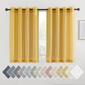 NICETOWN Linen Textured Semi Sheer Bedroom Curtains, Grommet Top Casual Thick Semitransparent Flax Sheer Window Treatment Privacy for Living Room, Camel, W52 x L72, Sold by 2 Panels(Citrine)