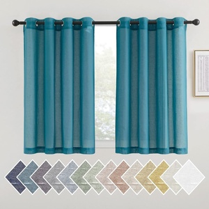 NICETOWN Linen Textured Semi Sheer Bedroom Curtains, Grommet Top Casual Thick Semitransparent Flax Sheer Window Treatment Privacy for Living Room, Camel, W52 x L72, Sold by 2 Panels(Peacock Green)
