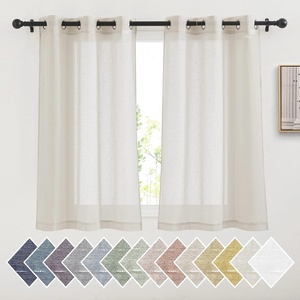 NICETOWN Linen Textured Semi Sheer Bedroom Curtains, Grommet Top Casual Thick Semitransparent Flax Sheer Window Treatment Privacy for Living Room, Camel, W52 x L72, Sold by 2 Panels(Natural)