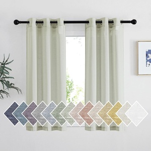NICETOWN Linen Textured Semi Sheer Bedroom Curtains, Grommet Top Casual Thick Semitransparent Flax Sheer Window Treatment Privacy for Living Room, Camel, W52 x L72, Sold by 2 Panels(Sage Green)