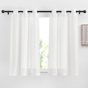 NICETOWN Linen Textured Semi Sheer Bedroom Curtains, Grommet Top Casual Thick Semitransparent Flax Sheer Window Treatment Privacy for Living Room, Camel, W52 x L72, Sold by 2 Panels(White)