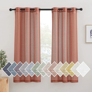 NICETOWN Linen Textured Semi Sheer Bedroom Curtains, Grommet Top Casual Thick Semitransparent Flax Sheer Window Treatment Privacy for Living Room, Camel, W52 x L72, Sold by 2 Panels(Burnt Orange)