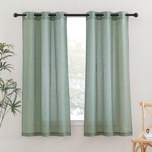 NICETOWN Linen Textured Semi Sheer Bedroom Curtains, Grommet Top Casual Thick Semitransparent Flax Sheer Window Treatment Privacy for Living Room, Camel, W52 x L72, Sold by 2 Panels(Olive Green)