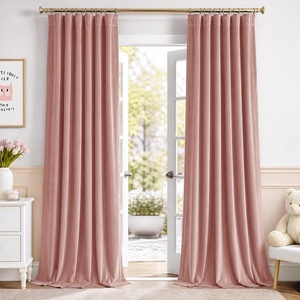 NICETOWN Olive Green Velvet Blackout Curtains 84″ Long, 52″ Wide, 2 Panels(Dusty Pink)
