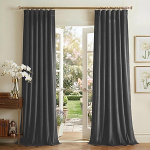 NICETOWN Olive Green Velvet Blackout Curtains 84″ Long, 52″ Wide, 2 Panels(Grey)