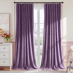 NICETOWN Olive Green Velvet Blackout Curtains 84″ Long, 52″ Wide, 2 Panels(Lavender Purple)