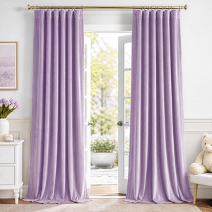 NICETOWN Olive Green Velvet Blackout Curtains 84″ Long, 52″ Wide, 2 Panels(Lilac Purple)