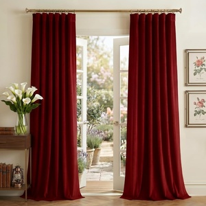 NICETOWN Olive Green Velvet Blackout Curtains 84″ Long, 52″ Wide, 2 Panels(Red)