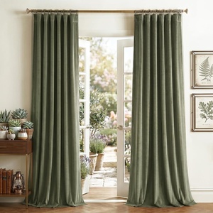 NICETOWN Olive Green Velvet Blackout Curtains 84″ Long, 52″ Wide, 2 Panels(Sage Green)