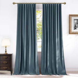 NICETOWN Olive Green Velvet Blackout Curtains 84″ Long, 52″ Wide, 2 Panels(Slate Blue)