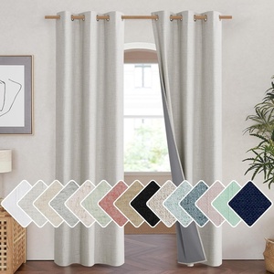 NICETOWN Snowbound Vintage Linen 100% Blackout Curtains for Living Room, Thermal Insulated Curtains 84″ Long, Noise Reducing Window Treatment Drapes for Hall Room, 42″ Wide Per Panel, Set of 2