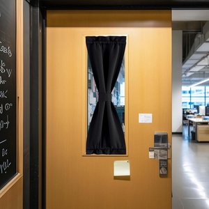 NICETOWN Stone Blue Blackout Door Curtains with Tieback for French Window(Black)