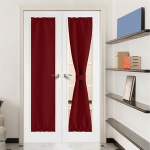 NICETOWN Stone Blue Blackout Door Curtains with Tieback for French Window(Burgundy)