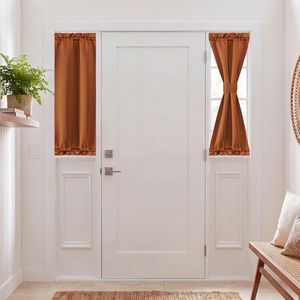 NICETOWN Stone Blue Blackout Door Curtains with Tieback for French Window(Golden Brown)