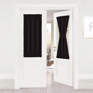 NICETOWN Stone Blue Blackout Door Curtains with Tieback for French Window(Toffee Brown)