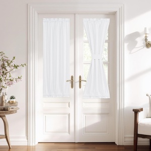 NICETOWN Stone Blue Blackout Door Curtains with Tieback for French Window(White)