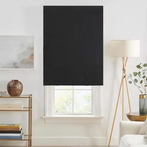 NICETOWN Stone Blue Blackout Door Curtains with Tieback for French Window(With Pole – Black)