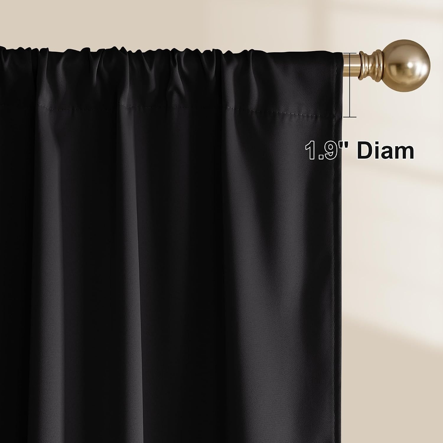 image:imageNICETOWN 100 Black Out Curtains 84 Inch Long W52xL84 2 PanelsBlack