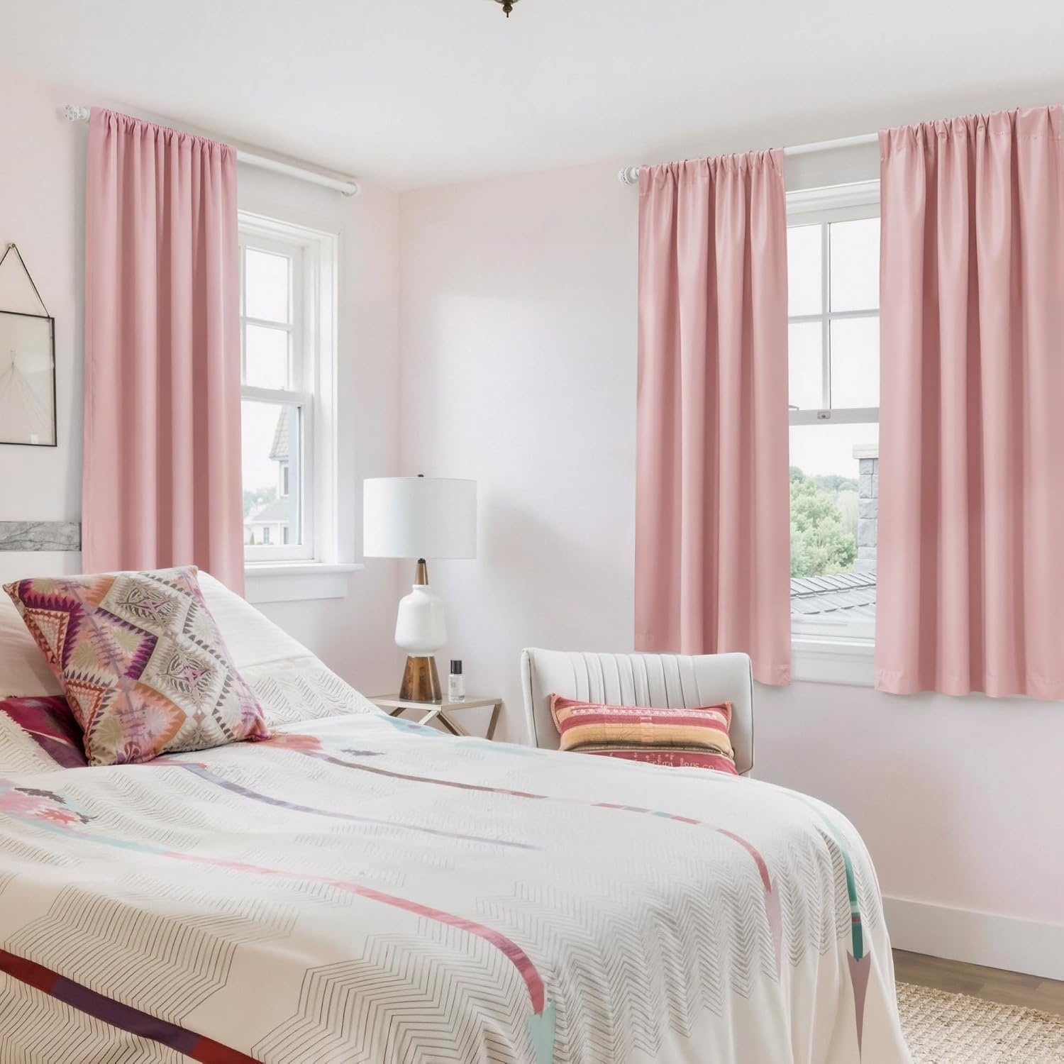 image:imageNICETOWN 100 Black Out Curtains 84 Inch Long W52xL84 2 PanelsPink