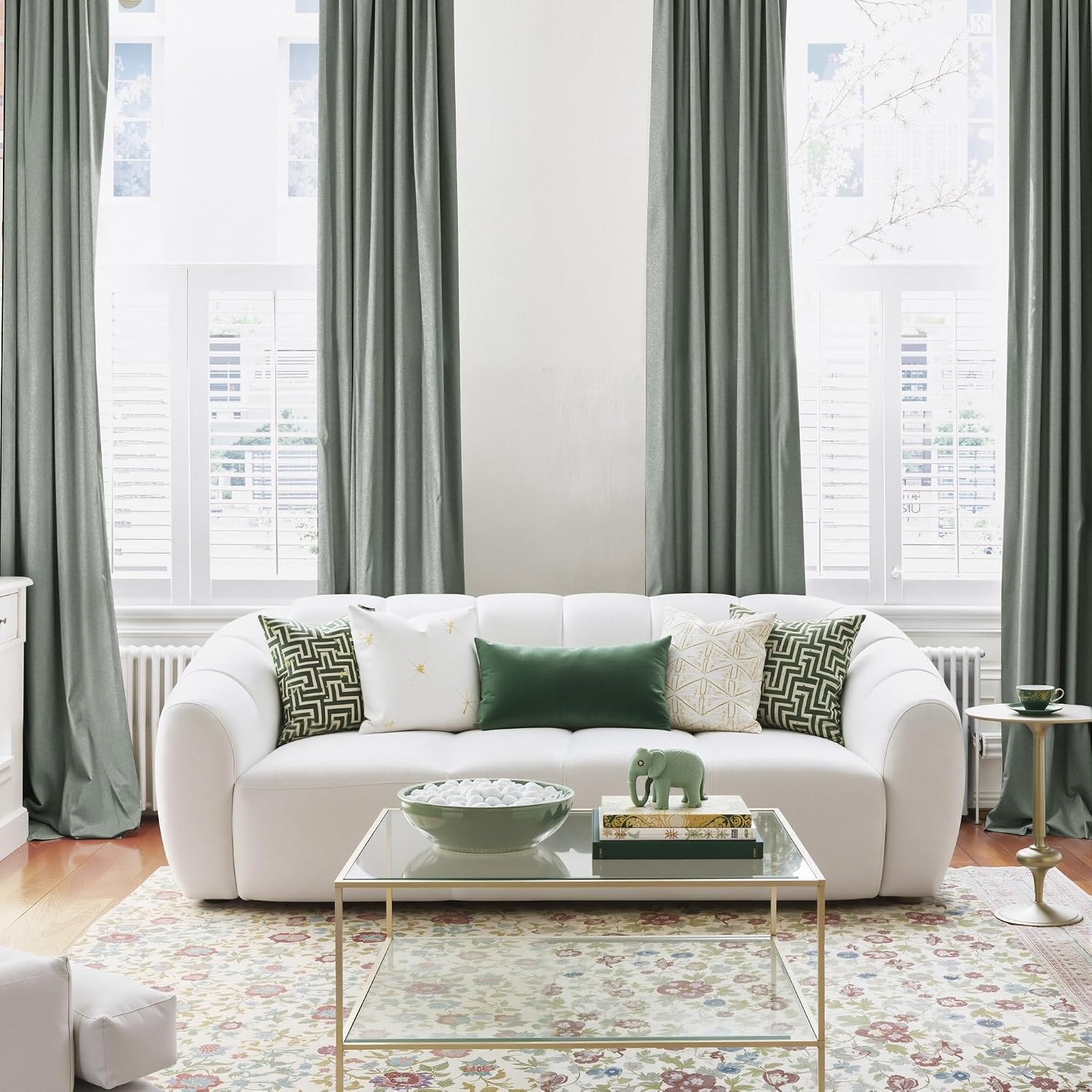 image:imageNICETOWN 100 Black Out Curtains 84 Inch Long W52xL84 2 PanelsSage Green
