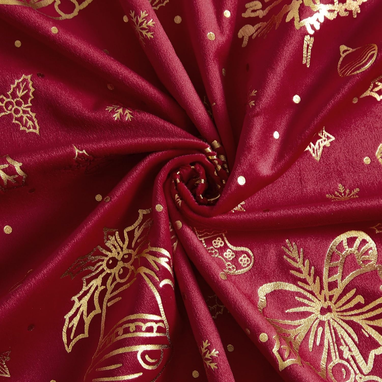 image:imageNICETOWN Black Velvet Blackout Curtains 96 inch Long 2 Panels3 Xmas Series Red
