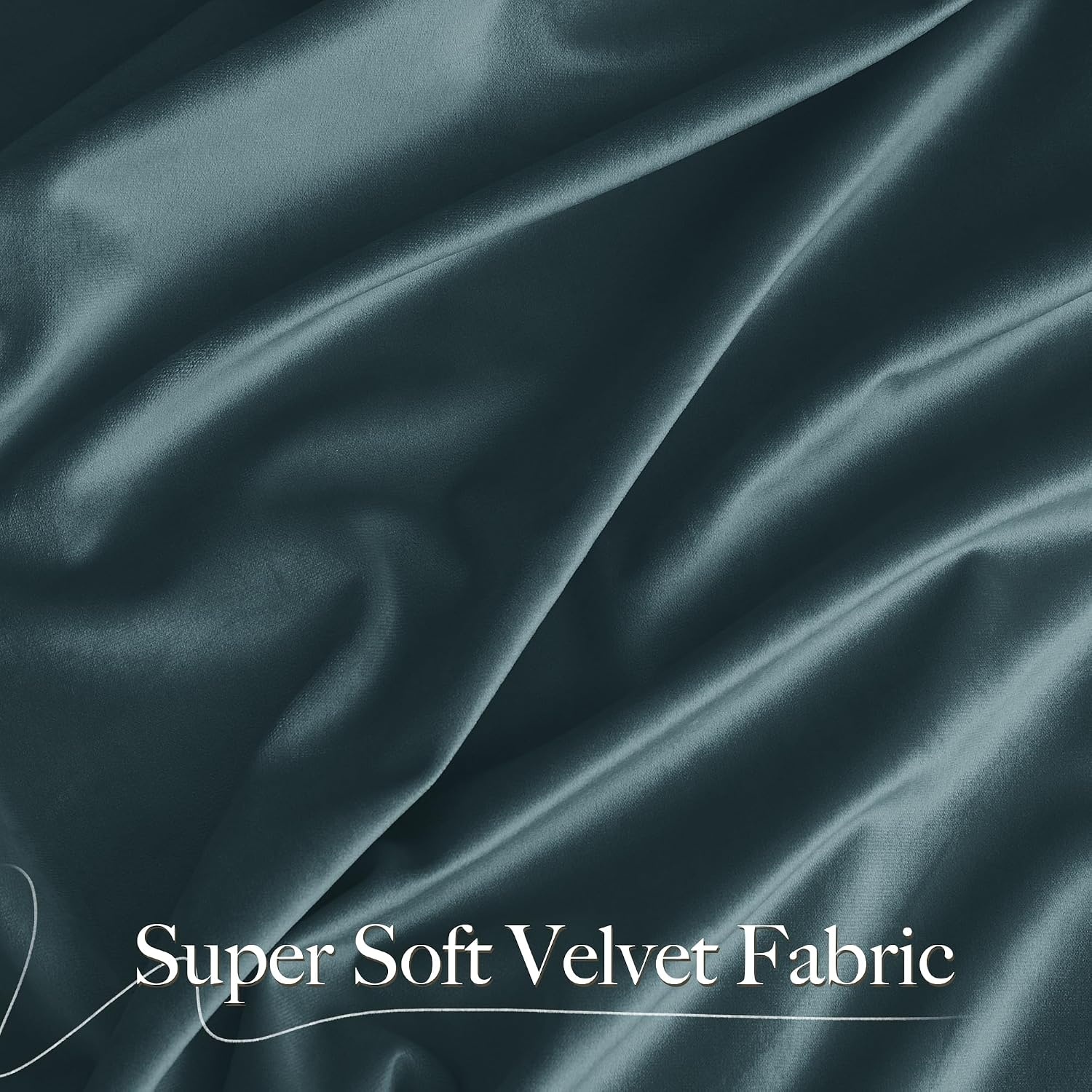 image:imageNICETOWN Black Velvet Blackout Curtains 96 inch Long 2 PanelsBlue Series Greyish Blue