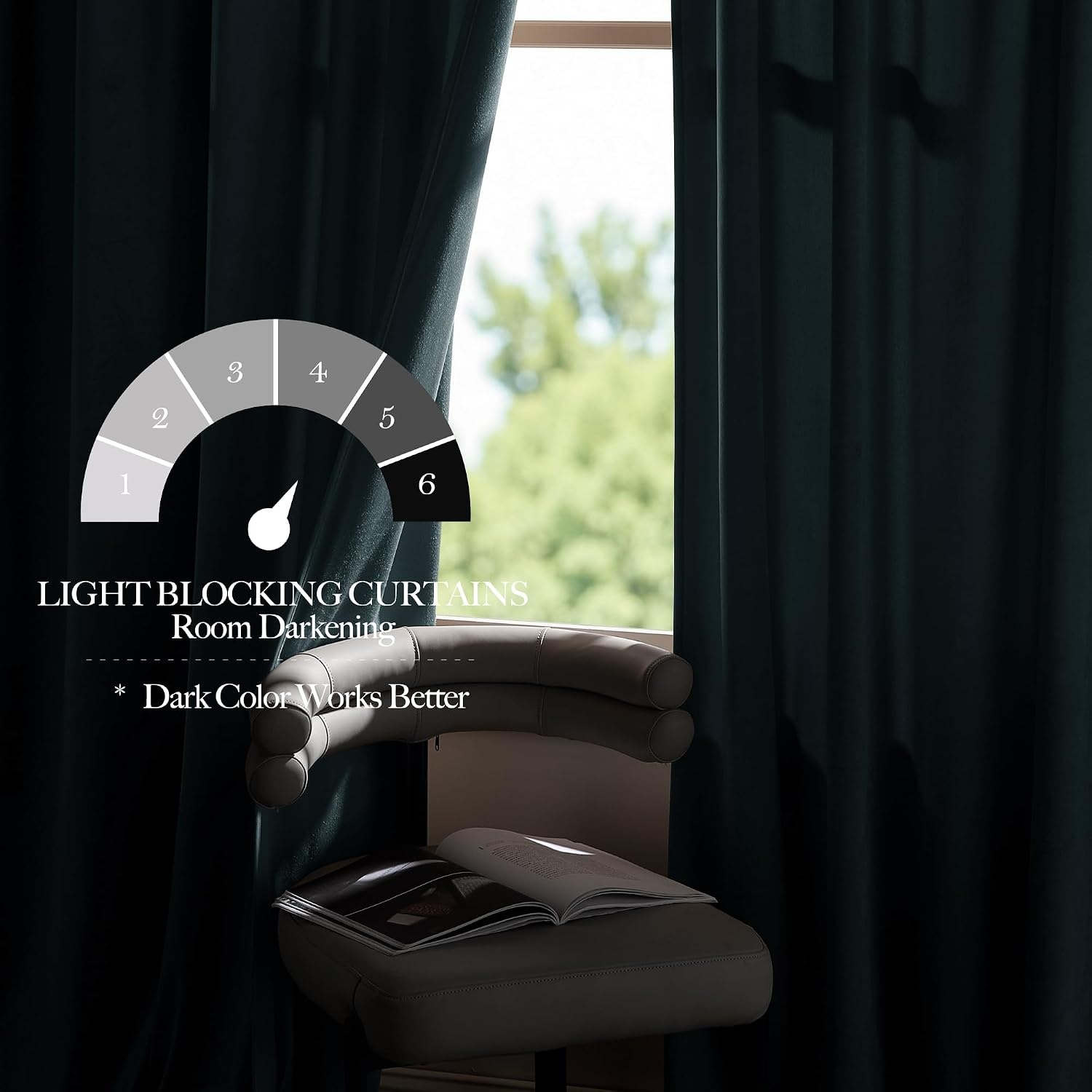 image:imageNICETOWN Black Velvet Blackout Curtains 96 inch Long 2 PanelsBlue Series Greyish Blue