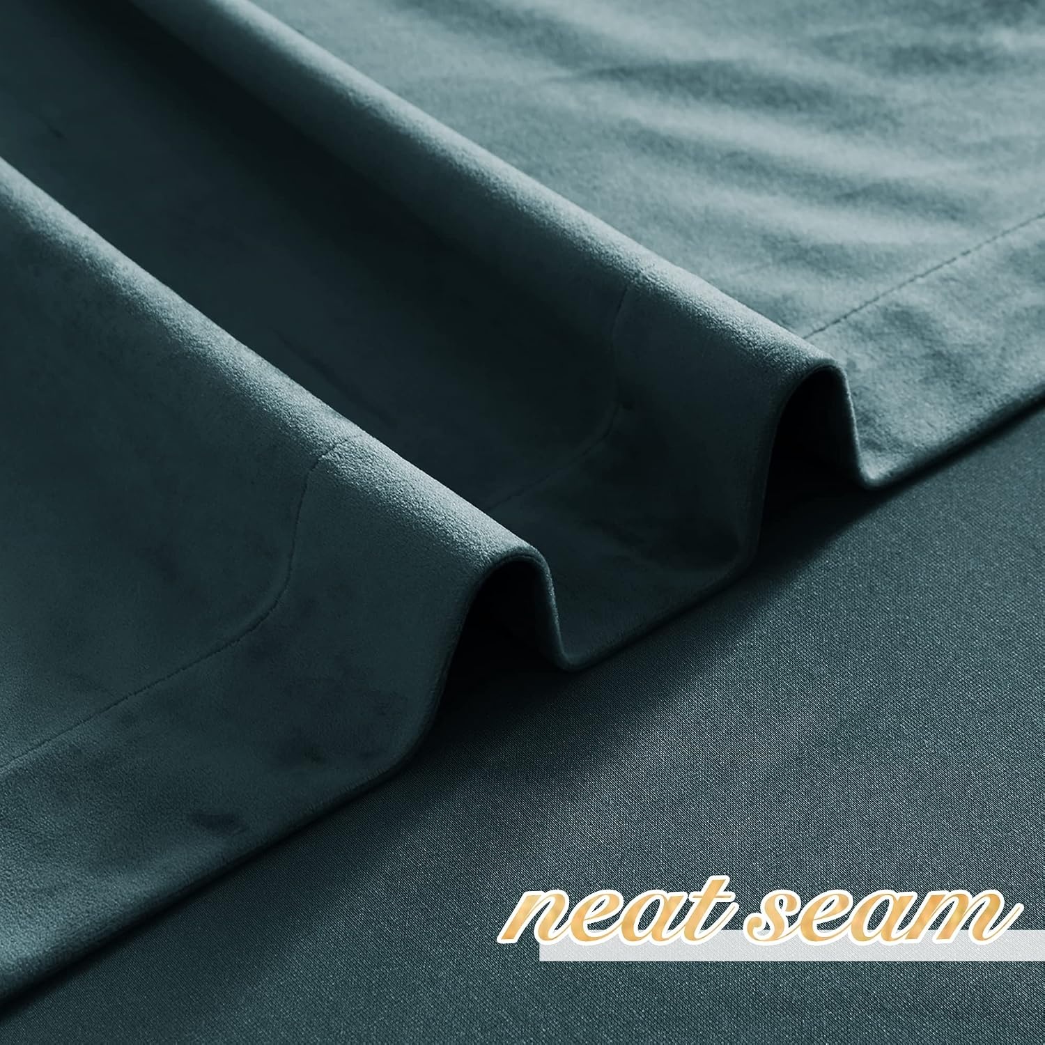 image:imageNICETOWN Black Velvet Blackout Curtains 96 inch Long 2 PanelsBlue Series Greyish Blue