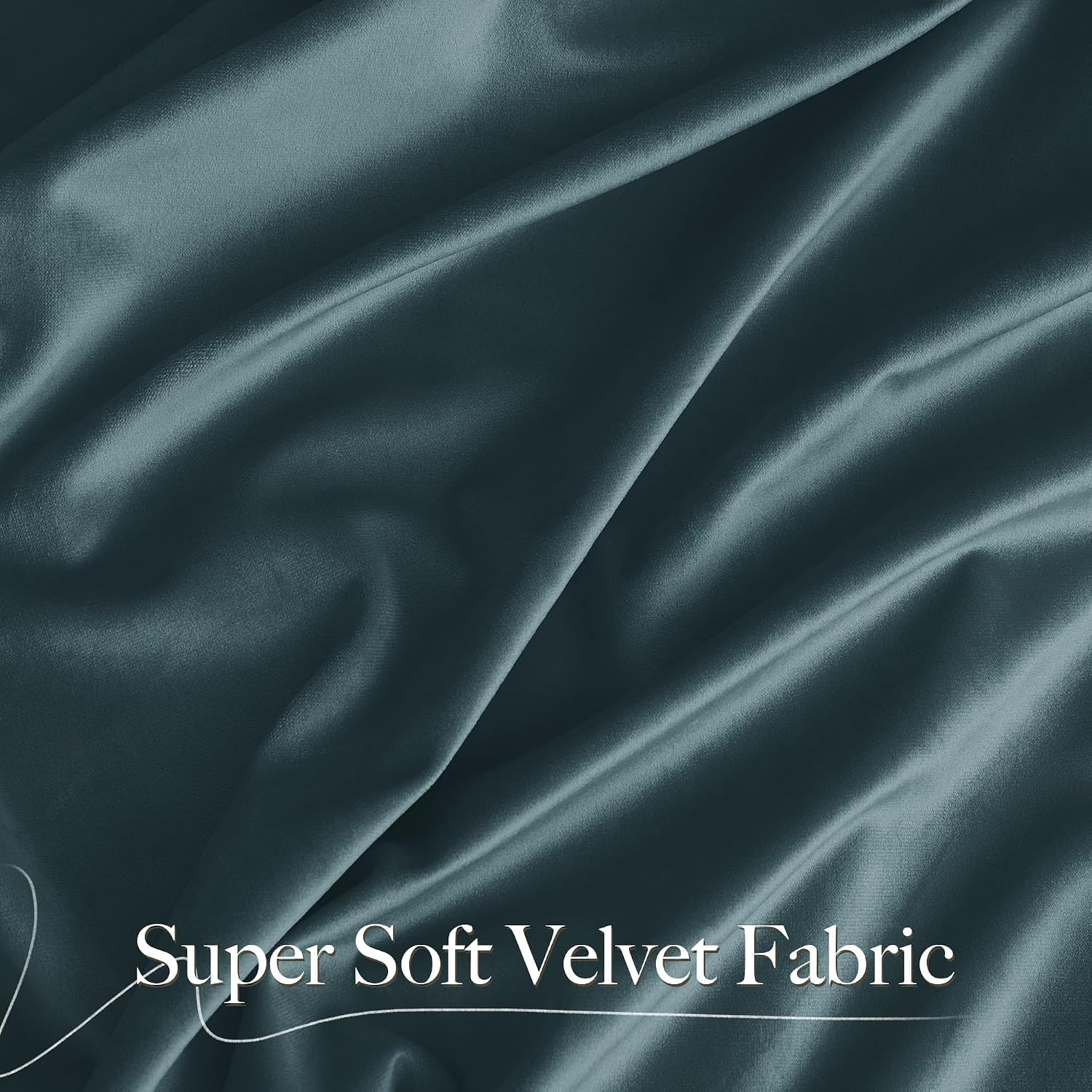image:imageNICETOWN Black Velvet Blackout Curtains 96 inch Long 2 PanelsBlue Series Greyish Blue