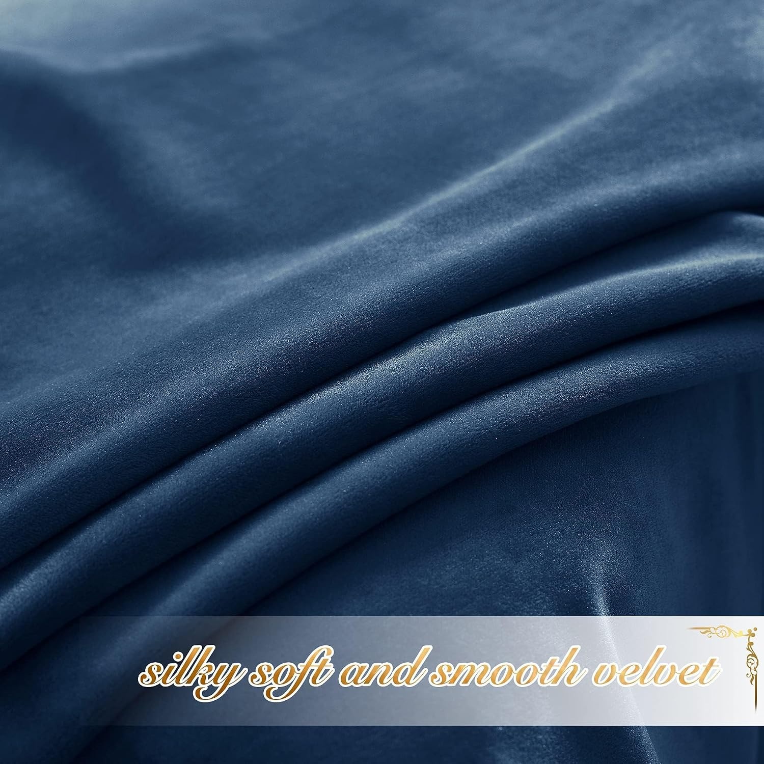 image:imageNICETOWN Black Velvet Blackout Curtains 96 inch Long 2 PanelsBlue Series Navy Blue