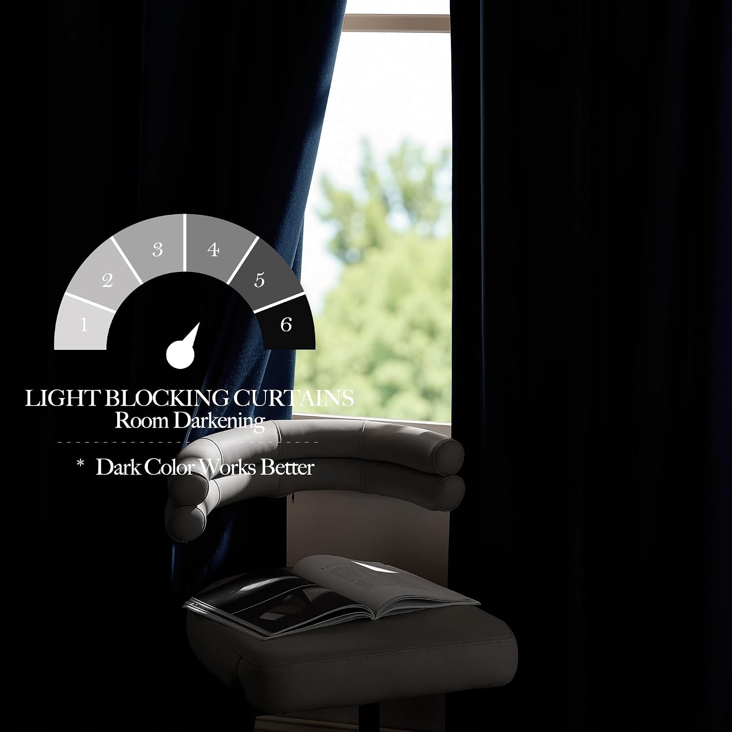 image:imageNICETOWN Black Velvet Blackout Curtains 96 inch Long 2 PanelsBlue Series Navy Blue