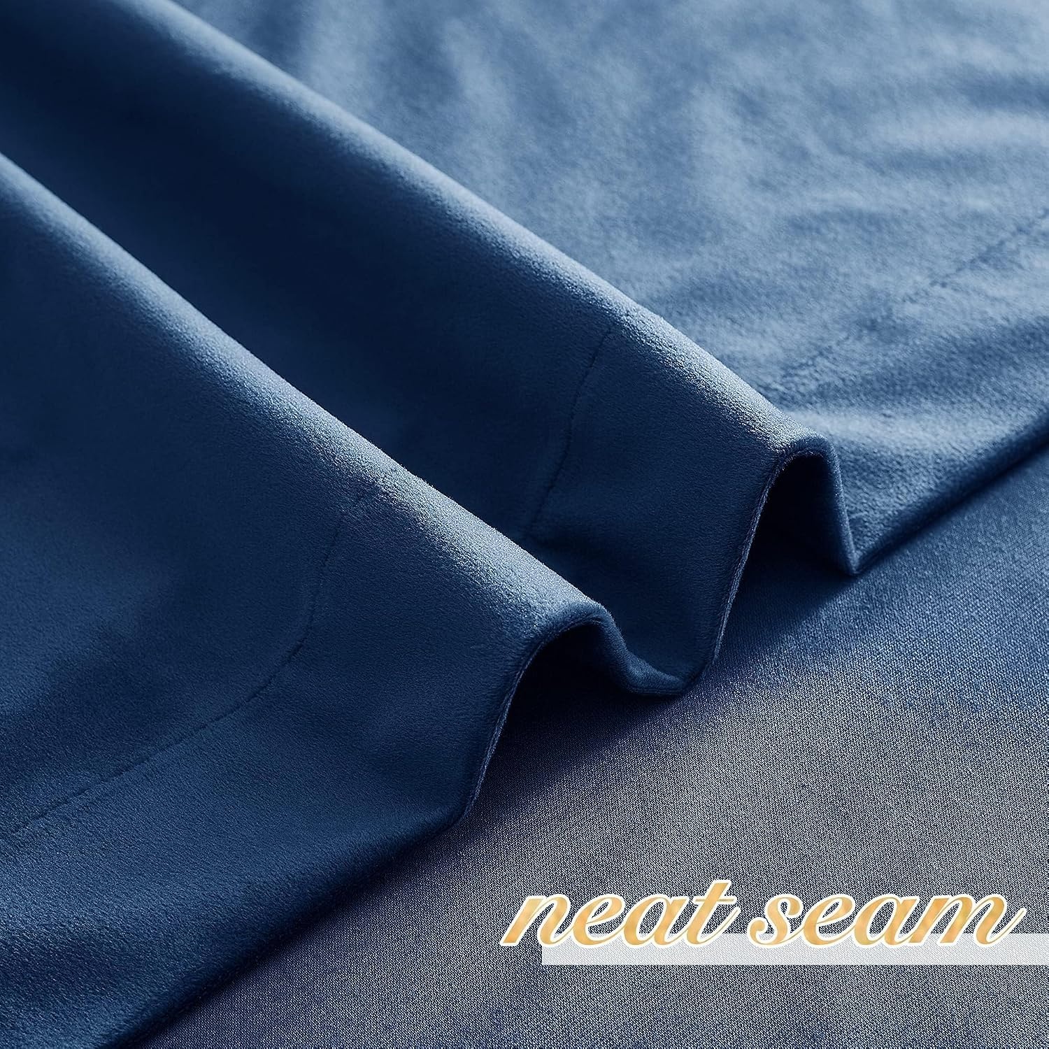 image:imageNICETOWN Black Velvet Blackout Curtains 96 inch Long 2 PanelsBlue Series Navy Blue