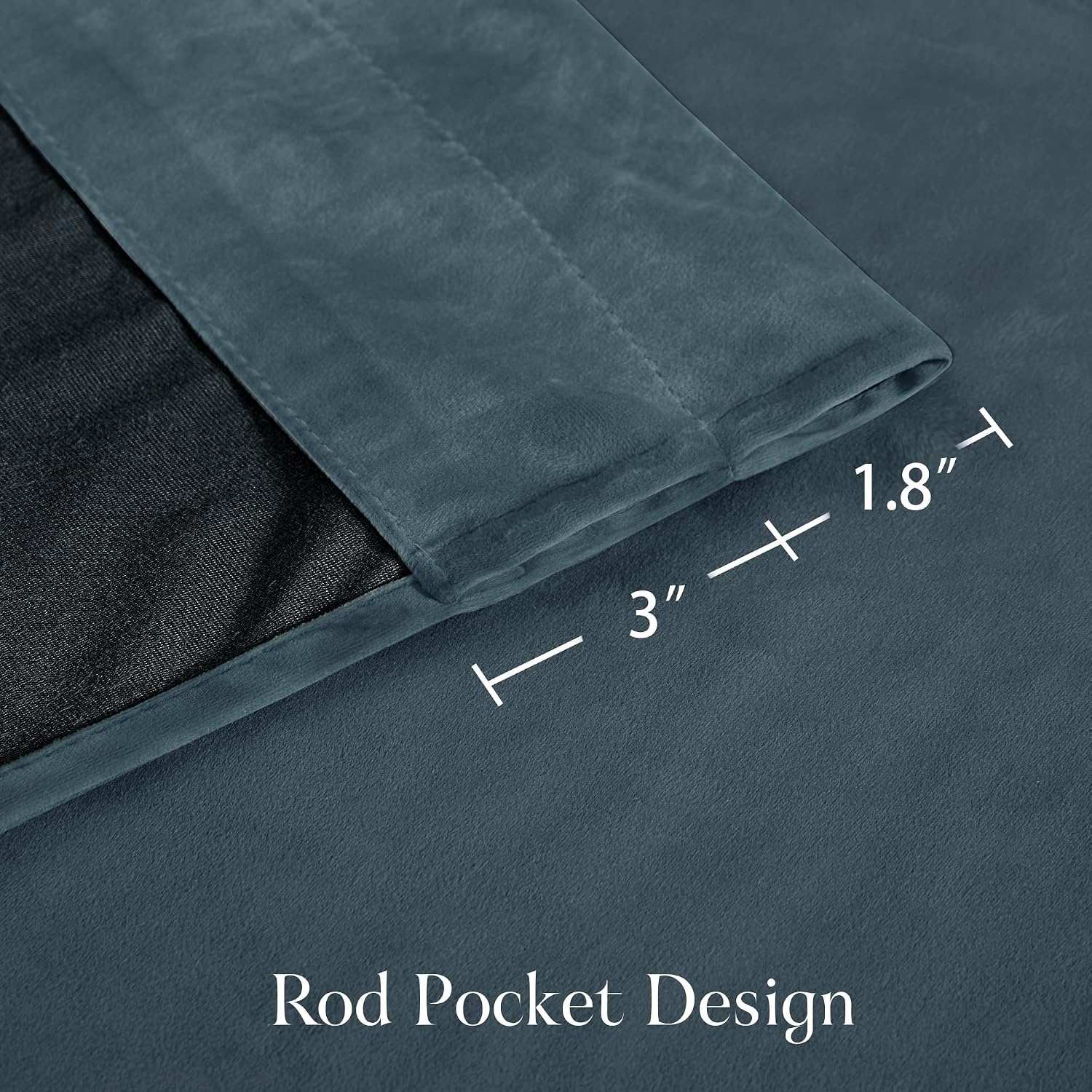 image:imageNICETOWN Black Velvet Blackout Curtains 96 inch Long 2 PanelsBlue Series Slate Blue